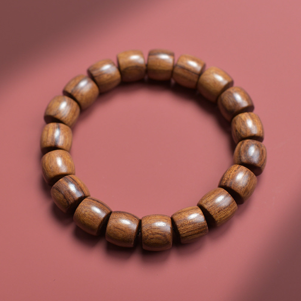 Vietnamese Black Rosewood Sandalwood Bracelets Like Hainan Huanghuali Buddha Beads Jewelry Straight Cut Barrel Beads Bracelet Cultural Toy Jewelry