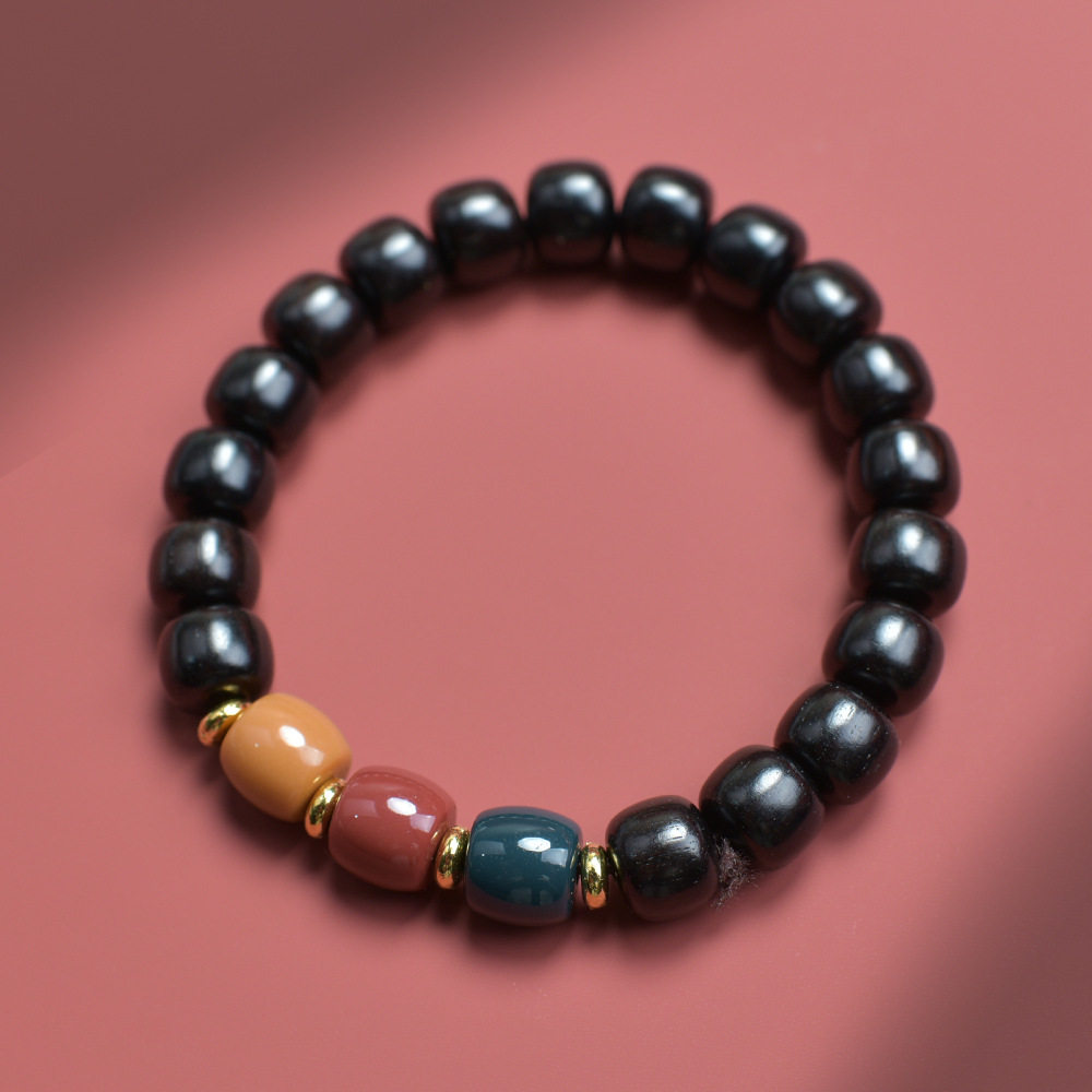 India's New and Old Mountain Sandalwood Old-Style Beads Barrel Beads Women's Barbie Black Flesh Submersible Prayer Beads Rosary Bracelet