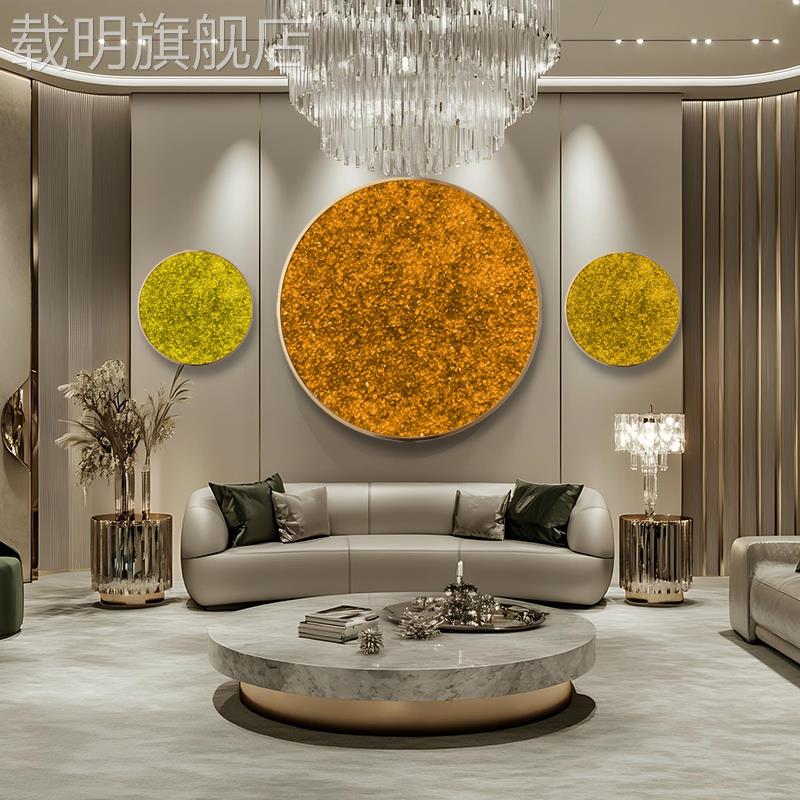 美式现代轻奢装饰画酒店亚克力钻石装置餐厅客厅玄关圆形墙面挂画图片