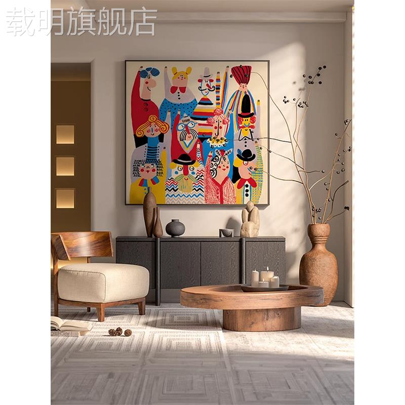 简约现代客厅玄关背景墙挂画美式卡通抽象油画人物卧室床头装饰画图片