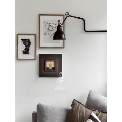 家庭美术馆柠檬图案覆古油画现代装饰画挂画小众艺术中古感画框