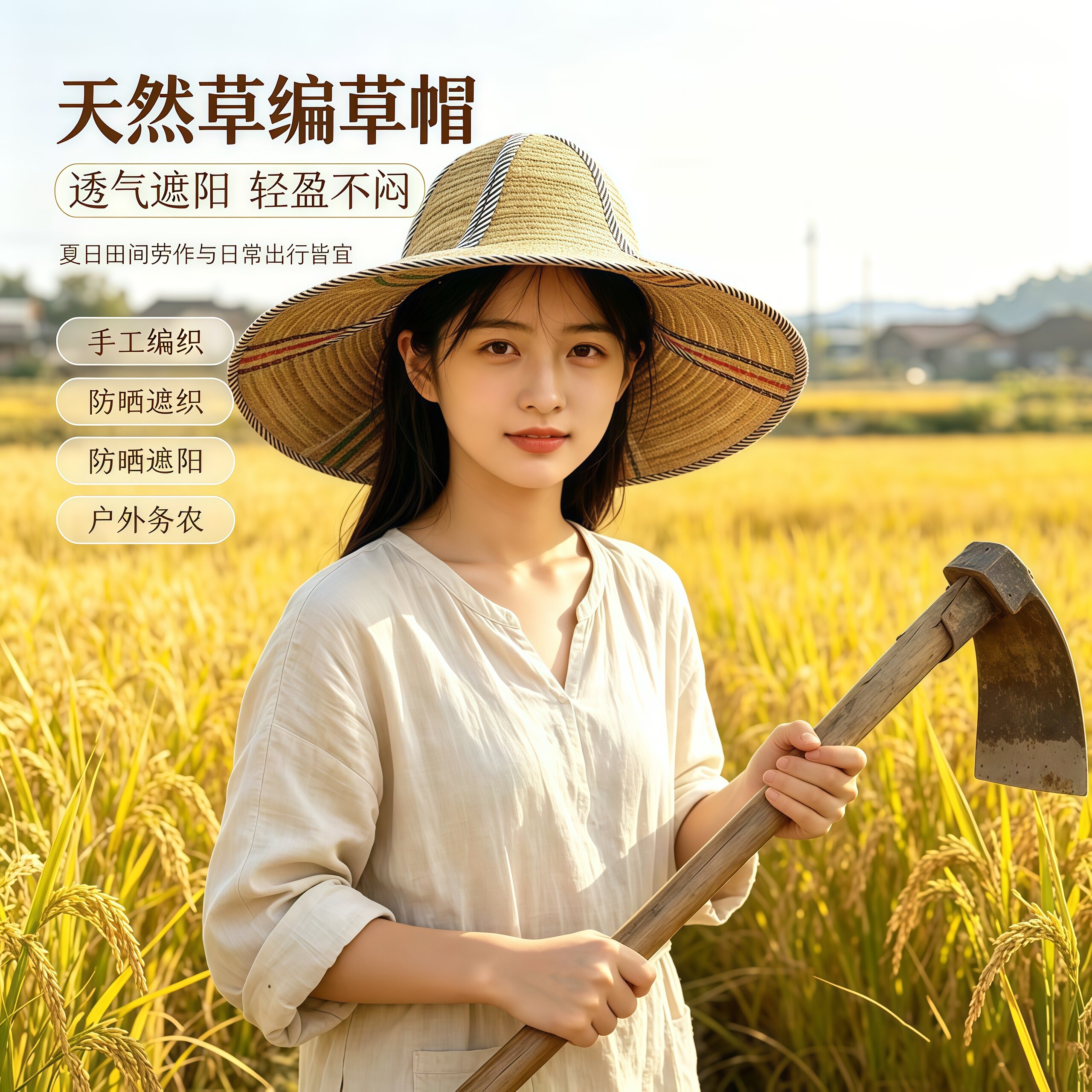 可折叠两用草帽扇子遮阳钓鱼