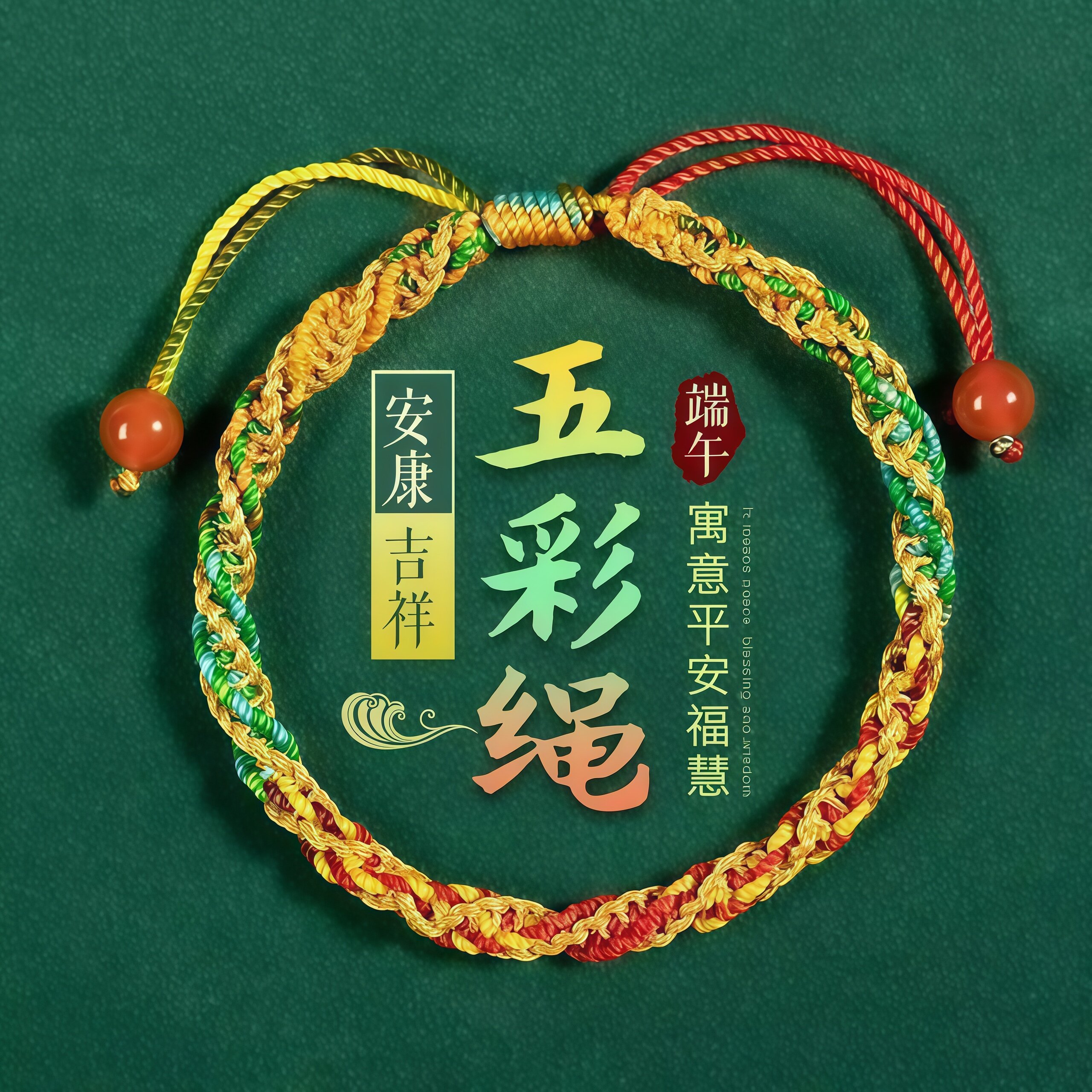 端午五彩手工编织祈福手链