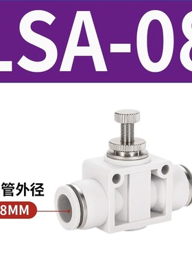 亚德客同款ASA接头PSA468101214气动气管道调速单向节流阀LSA白色