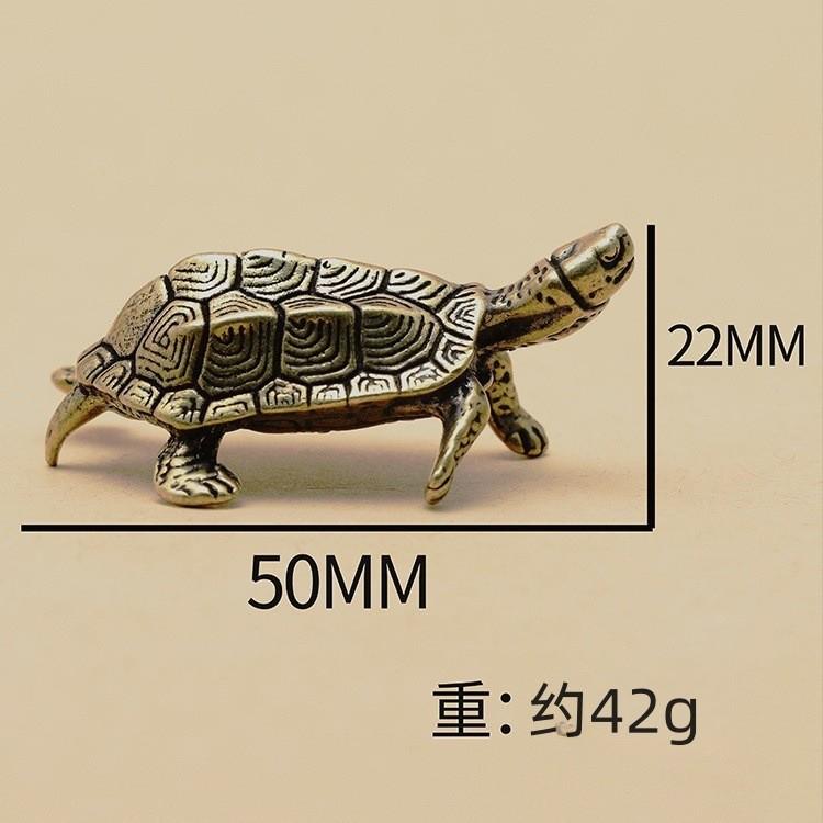 纯黄铜龙龟摆件瑞兽龙龟书房笔架中式纯铜茶桌茶宠把件个性小乌龟