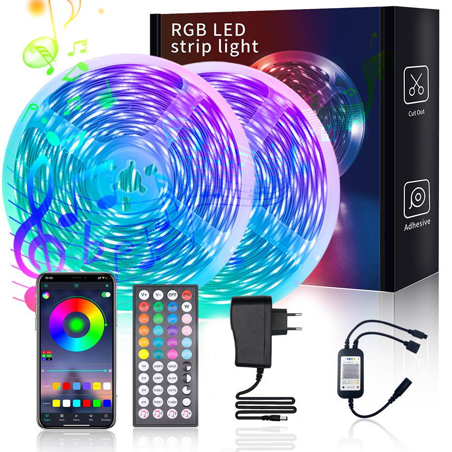 跨境5050RGB30灯声控音乐灯带套装智能蓝牙APP5米 10米套装防水