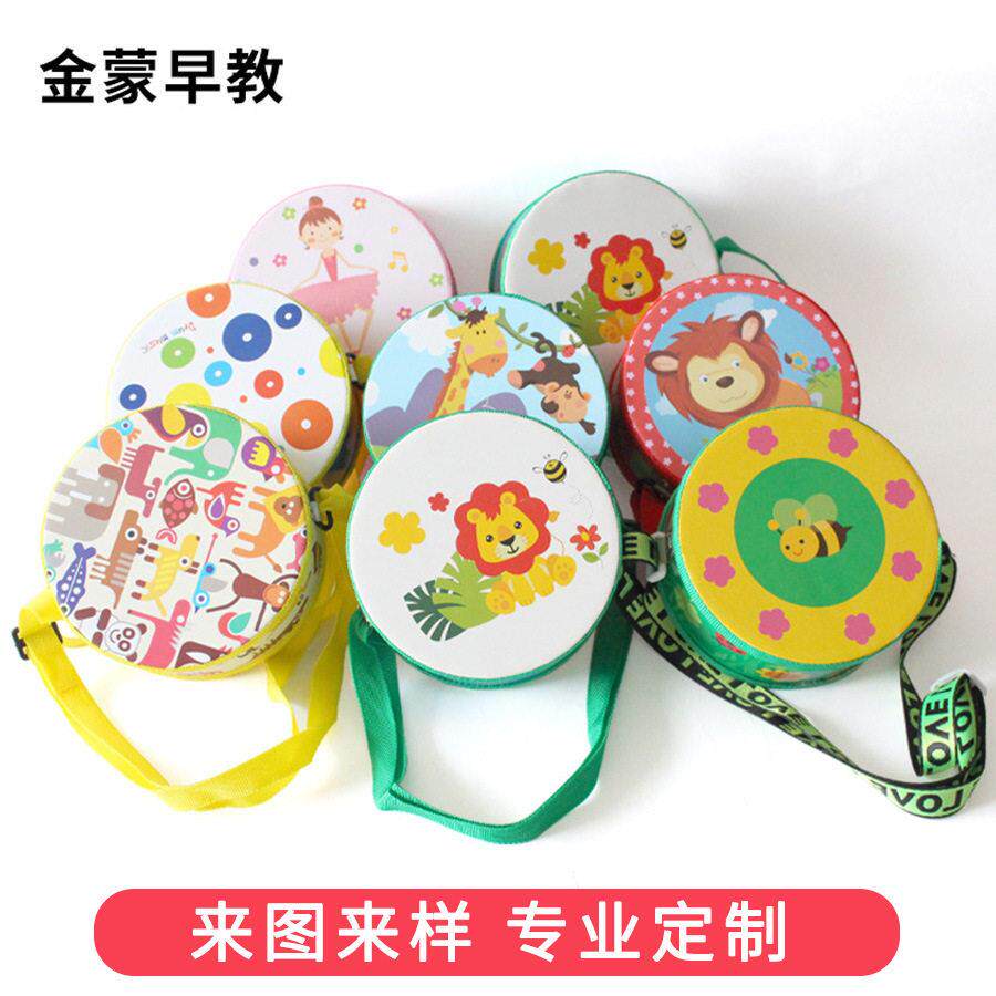 木制卡通双面鼓儿童打击乐器手敲鼓儿童幼儿园手拍鼓玩具