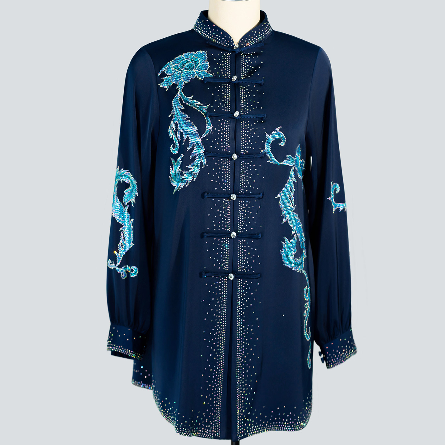 恋太极新款烫亮钻太极服女士表演练功服男士武术比赛晨练服时尚