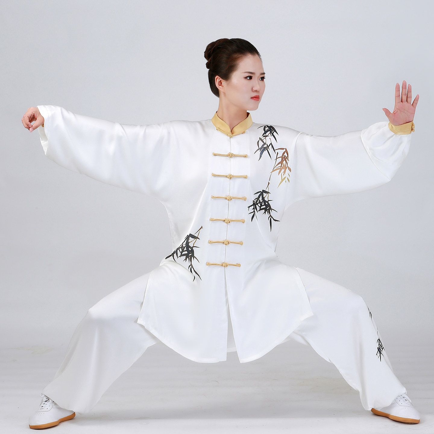 恋太极彩绘墨竹太极服夏季练功表演比赛服修身中长款男女款晨练服