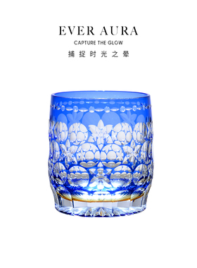 EVRA【玉舞】江户切子水晶玻璃酒杯手工雕刻威士忌洋酒杯礼盒套装