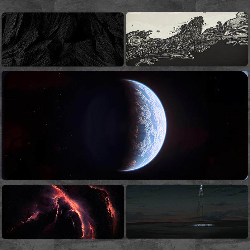 蓝色星球鼠标垫风景超大创意定制简约书桌电脑键盘垫办公桌垫防滑