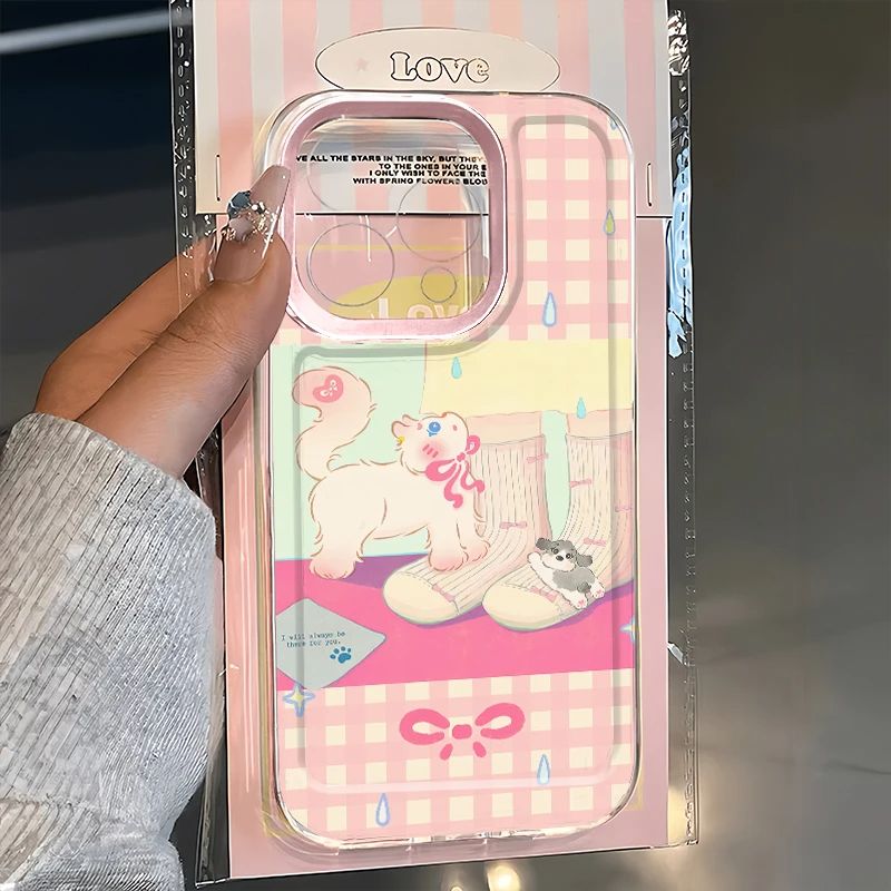 格子猫咪适用iPhone16手机壳