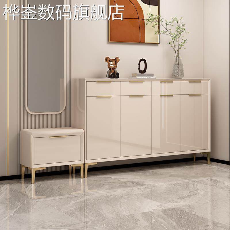 麦比梵轻奢鞋柜家用门口现代简约客厅靠墙入户鞋柜玄关柜一体新款置物