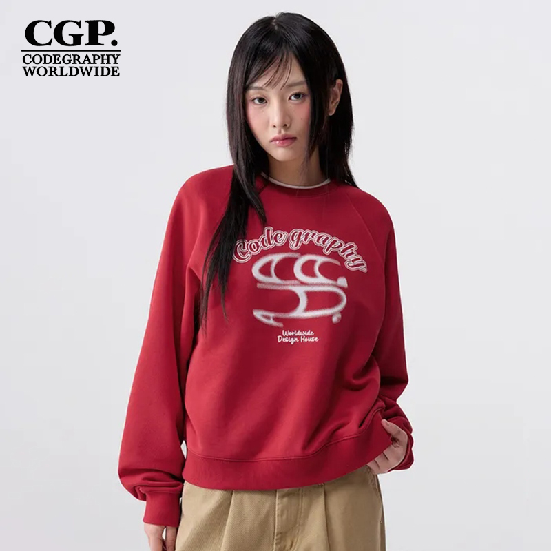 CODEGRAPHY韩国秋冬女款百搭休闲宽松圆领长袖卫衣上衣CBDWWTL004