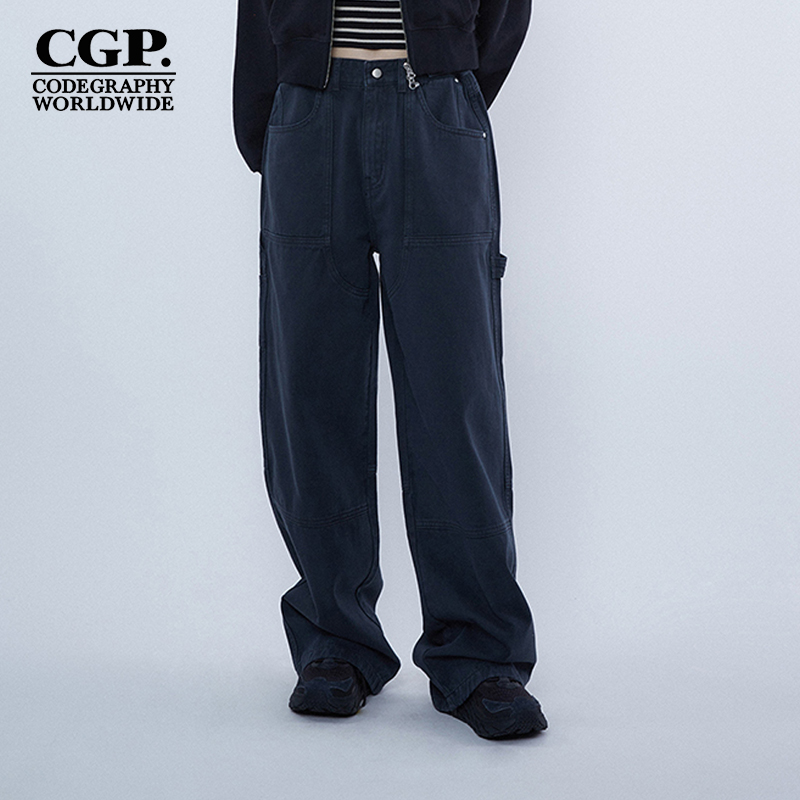 CODEGRAPHY韩国男女百搭工装裤直筒阔腿全棉牛仔裤长裤CBDSUDP752