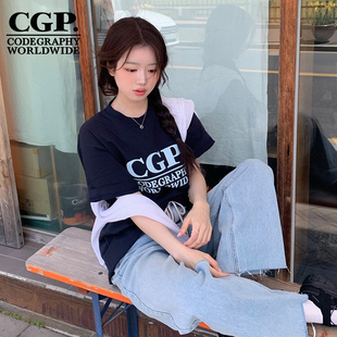 男女CBEUUTS204 简约百搭logoT恤衫 CODEGRAPHY韩国CGP25夏季 宽松版