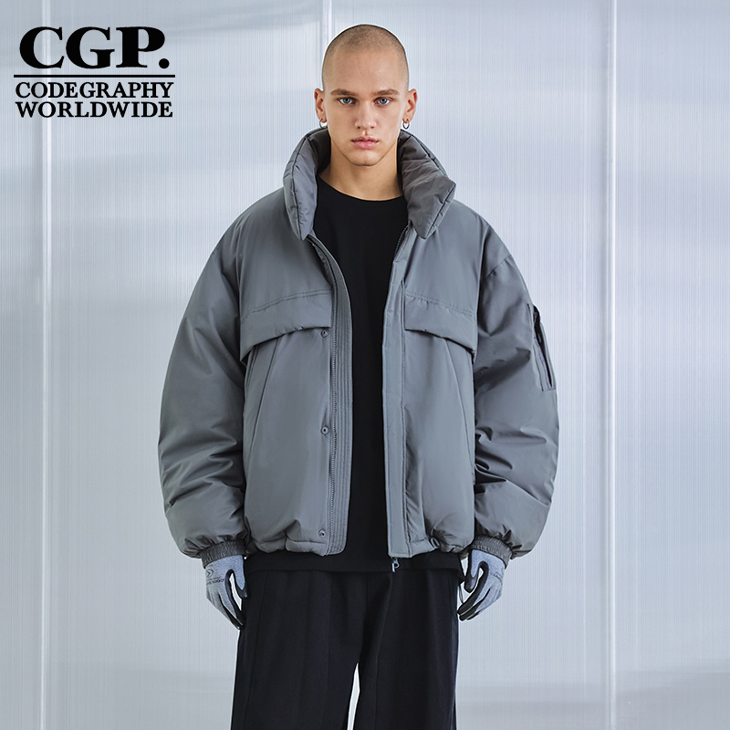 CODEGRAPHY 男女同款秋冬宽松立领短款保暖棉服外套CBBW9IH010