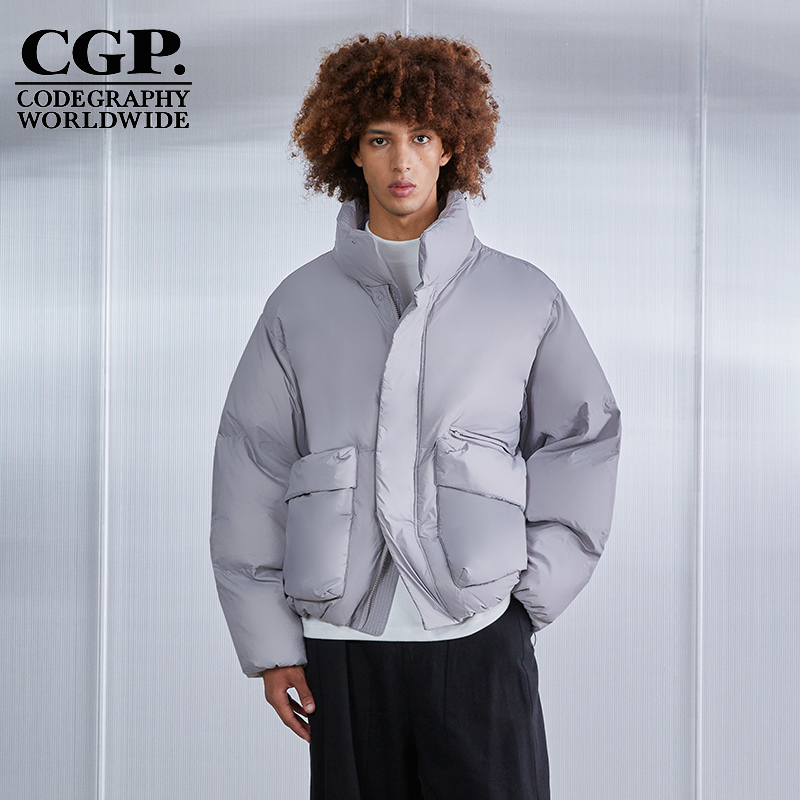 CODEGRAPHY 男女同款秋冬宽松舒适高领夹克棉服外套CBBW9IH070