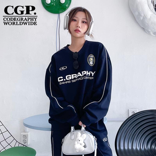 CODEGRAPHY 百搭休闲运动风V领卫衣CBDWUTL110 韩国CGP男女同款