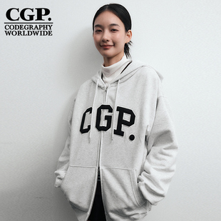 CODEGRAPHY 卫衣外套CBDAUTC300 韩国CGP弧形logo连帽拉链开衫