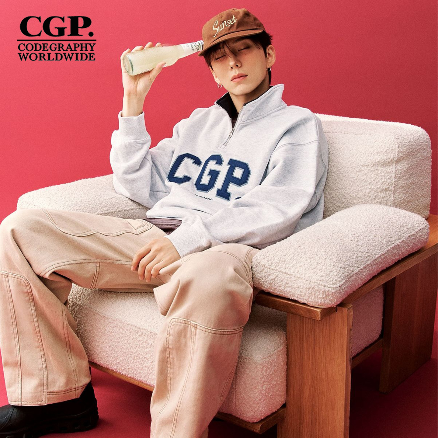 CODEGRAPHY韩国25秋冬时尚百搭半拉链立领卫衣外套CBEWUAM051