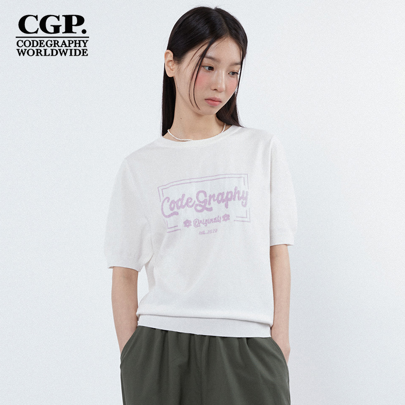 CODEGRAPHY韩国CGP夏季时尚百搭宽松短袖套头针织衫CBDUWKS003