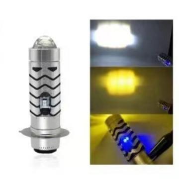蓝光恶魔眼双色摩托车led透镜射灯P15D LED小钢炮射灯电动车