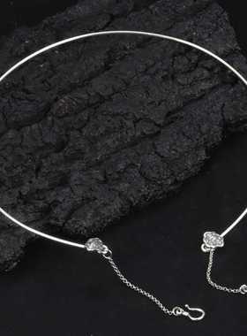 福字如意硬项圈女古法项环圆形实心民族风流苏可挂吊坠