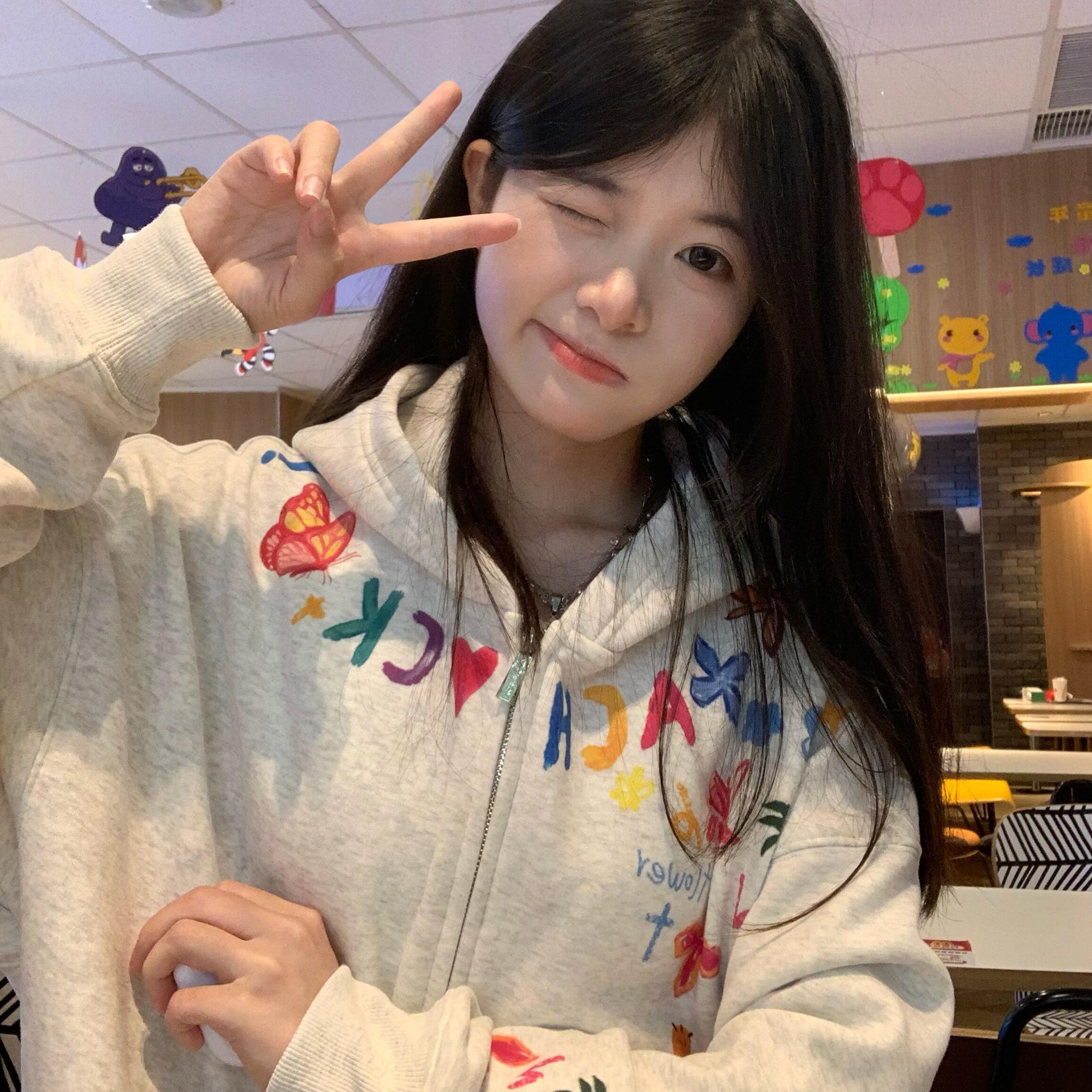 美式设计感涂鸦印花连帽外套卫衣女春秋oversize慵懒情侣拉链开衫