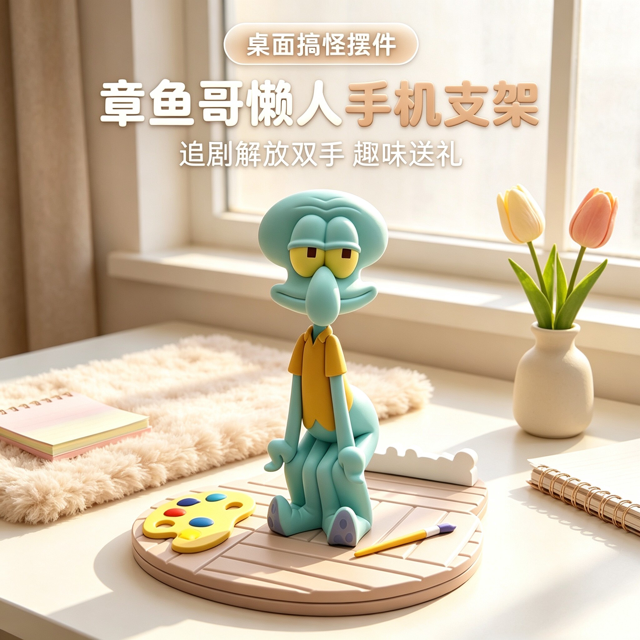 章鱼哥搞怪桌面手机支架追剧