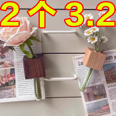 实木插花器磁吸冰箱贴