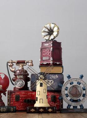 美式创意复古模型怀旧小摆件家居电视柜装饰品客厅样板间工艺品