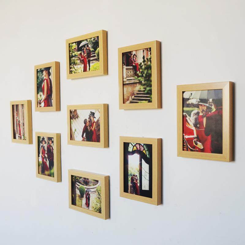 创意7寸九宫格影楼礼品盒相片墙 9宫格相框墙组合婚纱照片墙