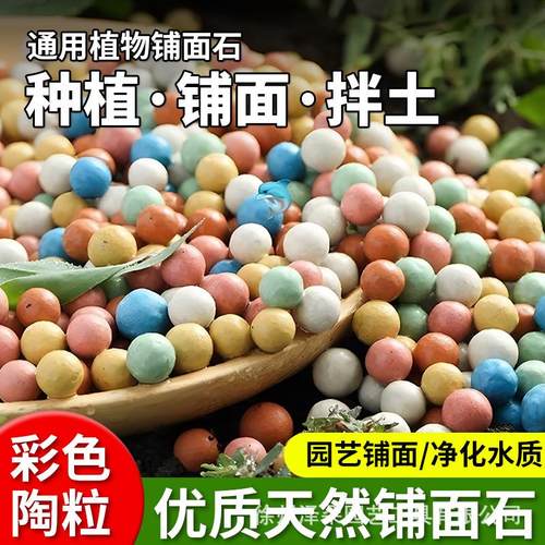 彩色陶粒颗粒花用垫底花卉铺面透气水培盆栽铺面石陶土粒球多肉