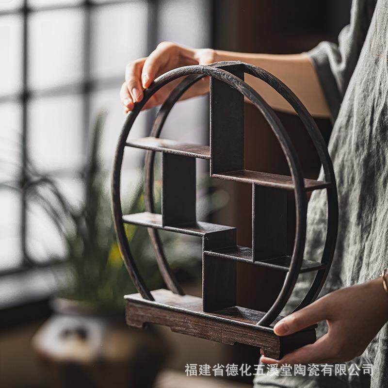 鸡翅木紫砂壶摆台搏古架子茶道配件茶宠茶玩底座茶艺茶杯杯摆茶架