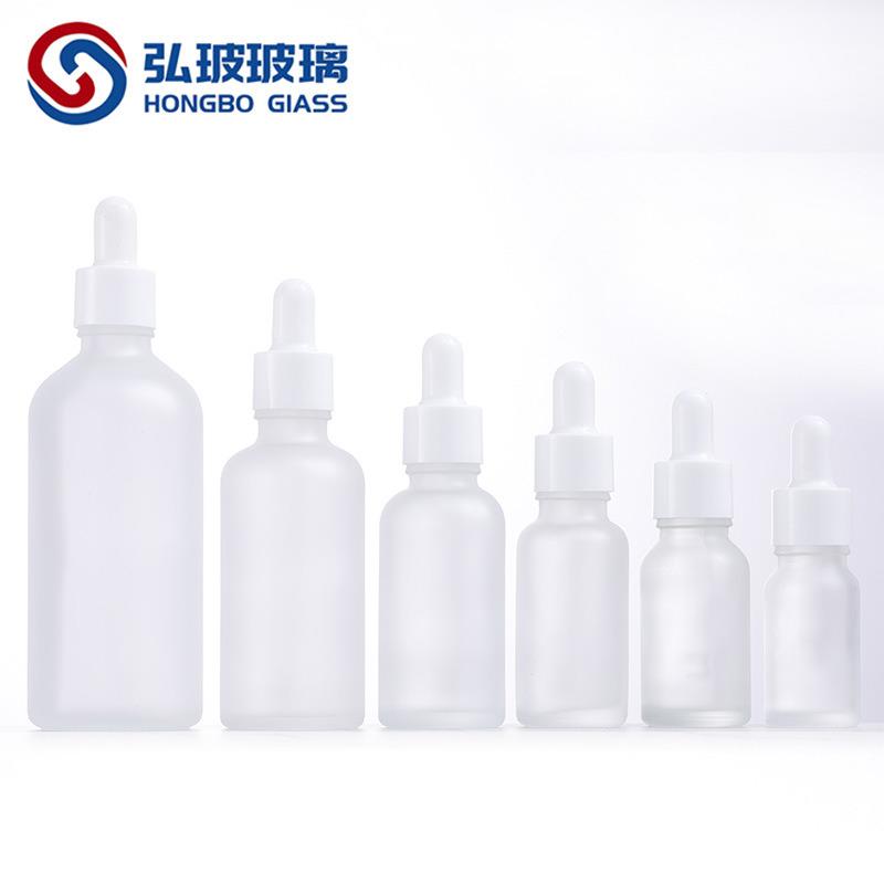 跨境现货5-100ml光面圈白砂玻璃滴管瓶精油瓶精华液瓶原液瓶