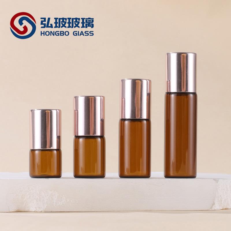 跨境现货1ml2ml3ml茶色玻璃滚珠瓶精油瓶香水瓶样品瓶试用装瓶
