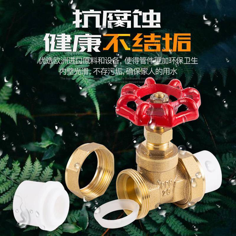 4分6分铜闸阀PPR阀门双头活接铜球截止阀门PPR水管管件配件