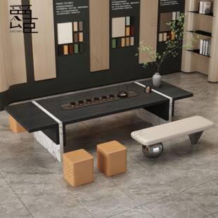现代酒店架空层实木书桌大堂休闲阅读桌简约办公桌接待茶桌椅家具