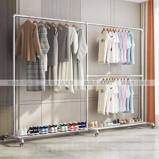 简易加粗加厚镀锌管晾衣架出租屋地摊阳台衣架落地衣架展示架衣架