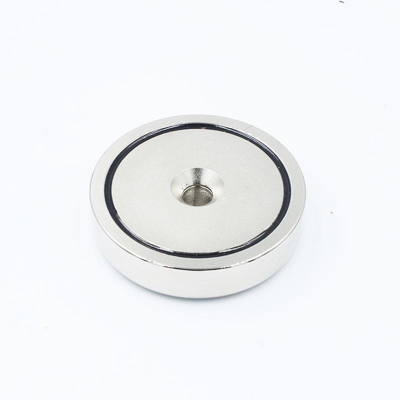 钕铁硼永久磁铁 强磁 圆形 高强力打捞磁钢 吸盘锅磁M8沉孔 D60MM