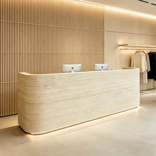 服装店女装店仿洞石吧台收银台美容院美甲店公司前台接待桌中岛台