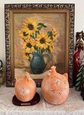 陶土公鸡母鸡花园庭院摆件，瓷质厚重，外贸出口孤品样品