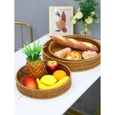 彷藤编水果篮子手工编织篮子竹制品圆形水果篮水果盘家用果盆摆放