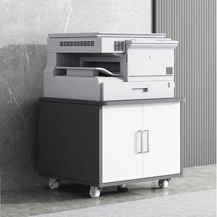 圆角打印机柜影印机柜落地工作台玻璃门矮柜文件柜加厚背板移动轮