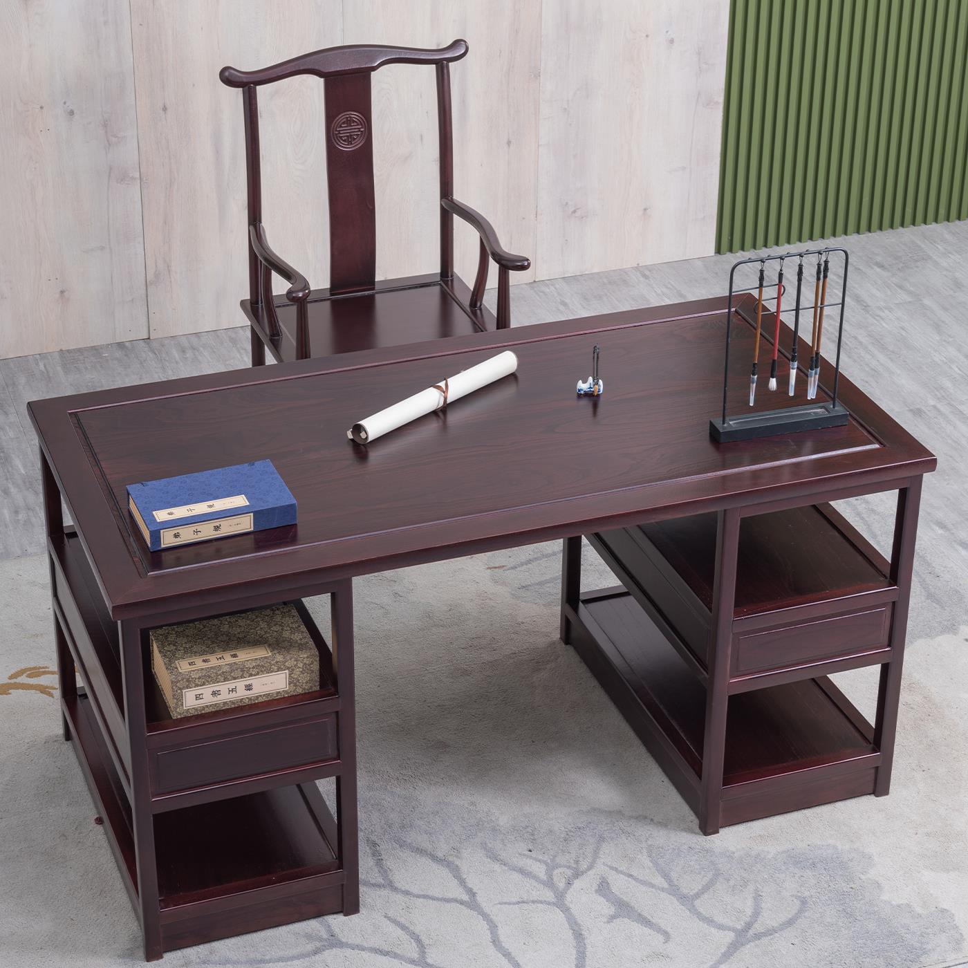 书画桌书法桌新中式实木画案简约书桌书房写字台彷古办公桌金花梨