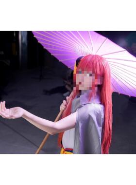 100CM大号cos道具伞银魂神威神乐紫色纯色绸布弯柄尖顶伞可上地铁