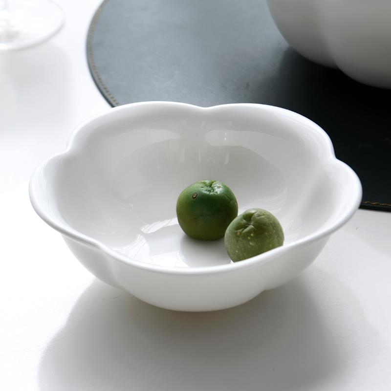 隆玫格5寸花瓣碗骨瓷碗饭碗餐具陶瓷碗小碟小碗蒸碗花瓣盘早餐碗