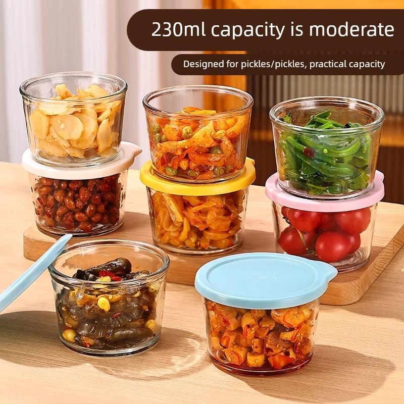 玻璃咸菜盒迷你带盖小碗密封保鲜小菜厨房收纳食品级分装盒收纳盒
