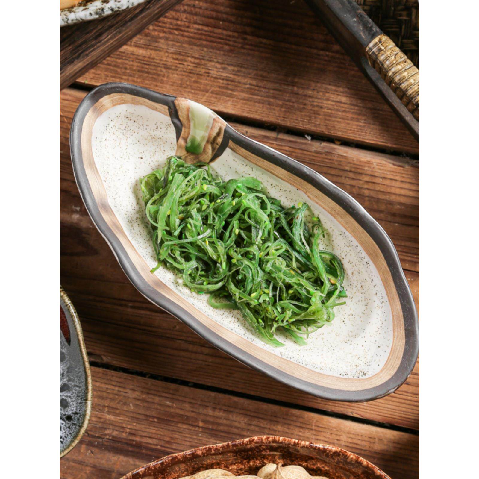 釉下彩精致复古创意料理餐厅家用陶瓷餐具寿司刺身盘凉菜盘小菜碟